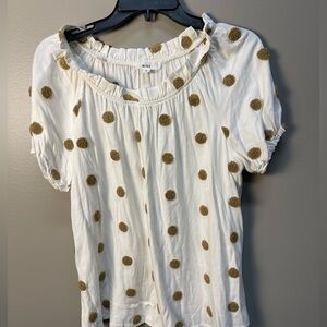 MINE Cream and Brown Polka Dot Blouse
